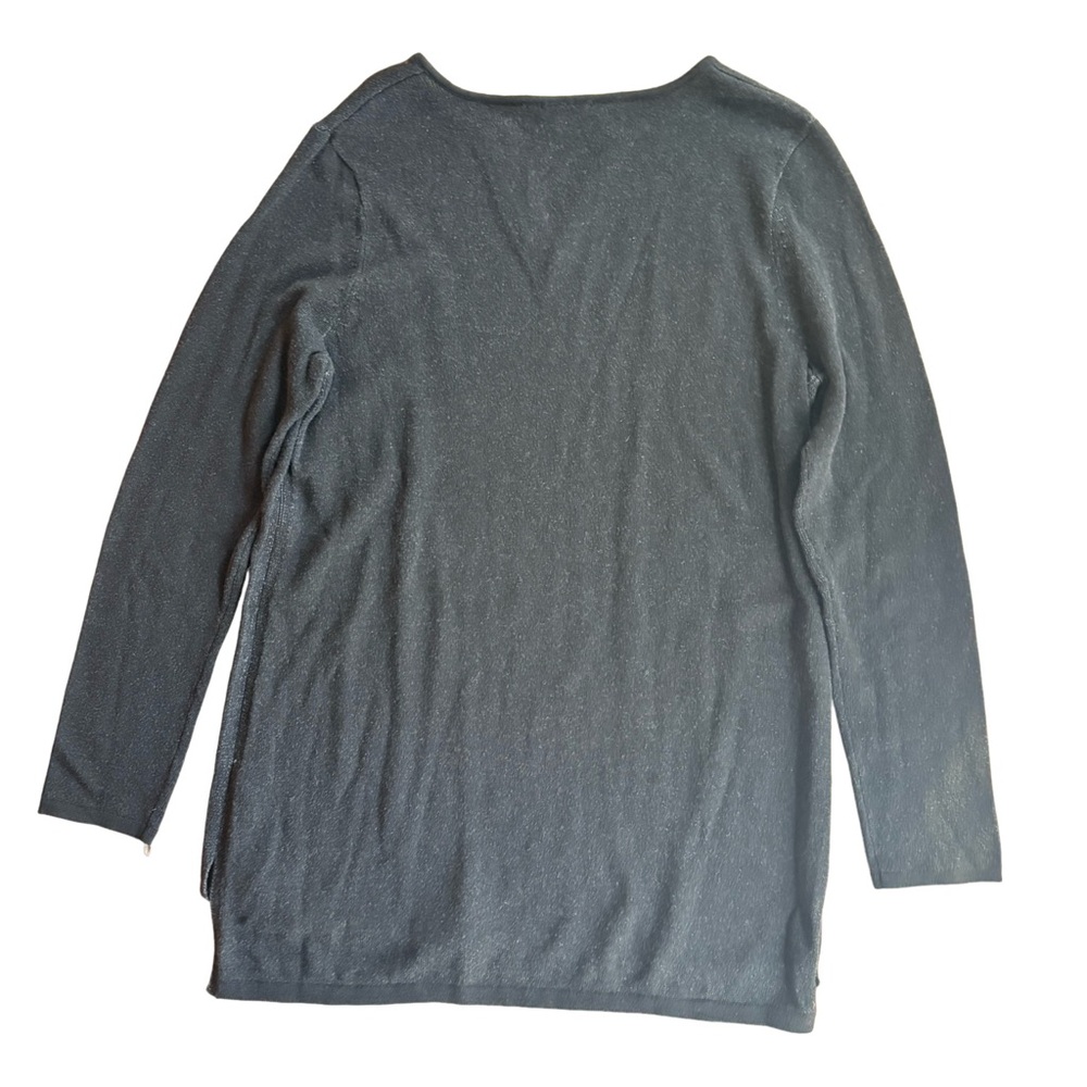 J. Jill Black Gray Heathered Classic Split V-Neck Tunic Sweater Size Small EUC - Picture 4 of 10